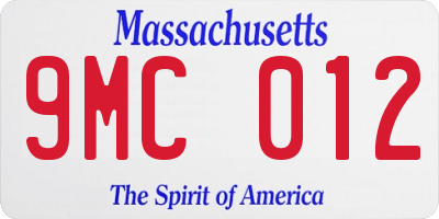 MA license plate 9MC012