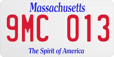 MA license plate 9MC013