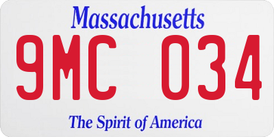 MA license plate 9MC034