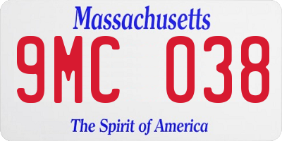 MA license plate 9MC038