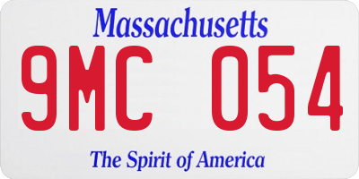 MA license plate 9MC054