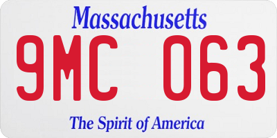 MA license plate 9MC063