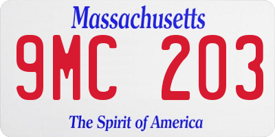 MA license plate 9MC203
