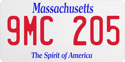 MA license plate 9MC205