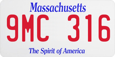 MA license plate 9MC316