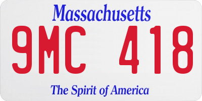 MA license plate 9MC418