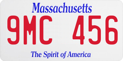 MA license plate 9MC456