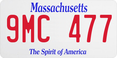 MA license plate 9MC477