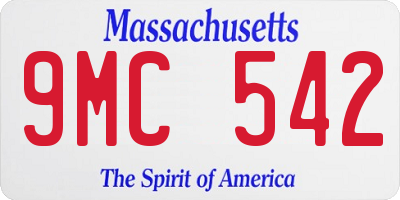 MA license plate 9MC542
