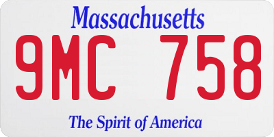 MA license plate 9MC758