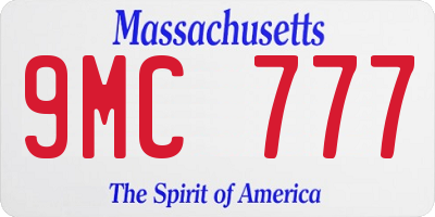 MA license plate 9MC777