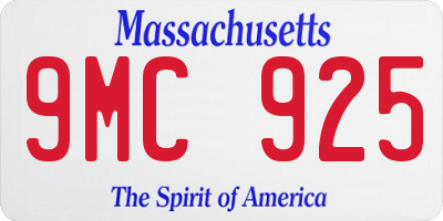 MA license plate 9MC925