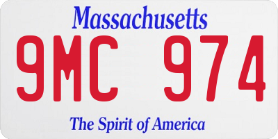 MA license plate 9MC974