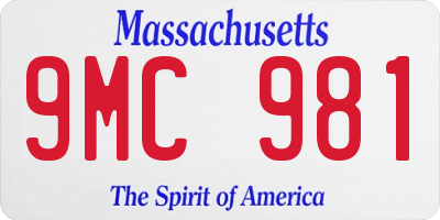 MA license plate 9MC981