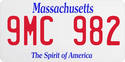 MA license plate 9MC982