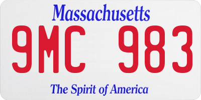 MA license plate 9MC983