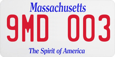 MA license plate 9MD003