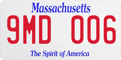 MA license plate 9MD006