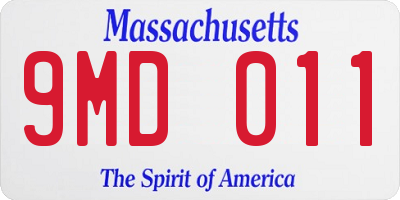 MA license plate 9MD011