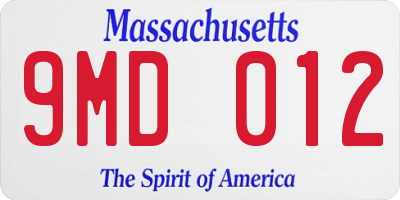 MA license plate 9MD012