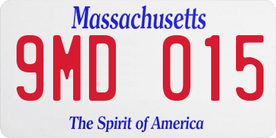 MA license plate 9MD015