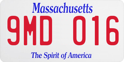 MA license plate 9MD016