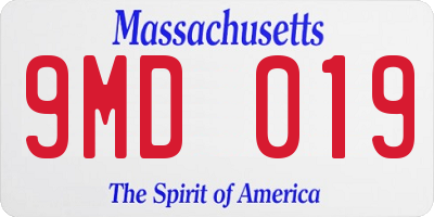 MA license plate 9MD019