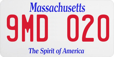 MA license plate 9MD020