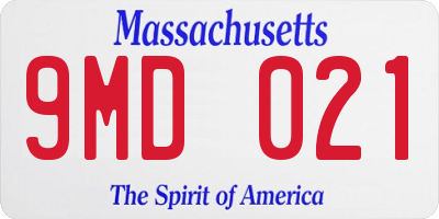 MA license plate 9MD021
