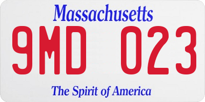 MA license plate 9MD023