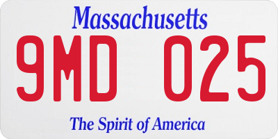 MA license plate 9MD025