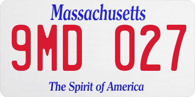 MA license plate 9MD027