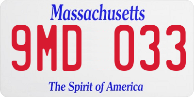 MA license plate 9MD033