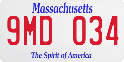 MA license plate 9MD034