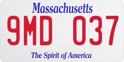 MA license plate 9MD037