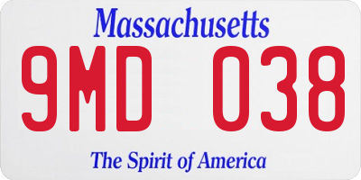 MA license plate 9MD038