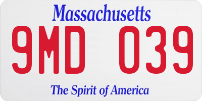 MA license plate 9MD039