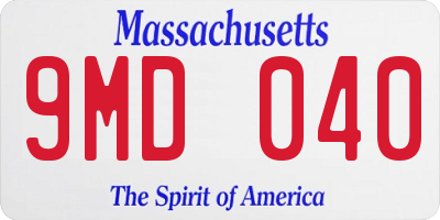 MA license plate 9MD040