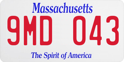 MA license plate 9MD043