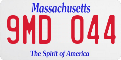 MA license plate 9MD044
