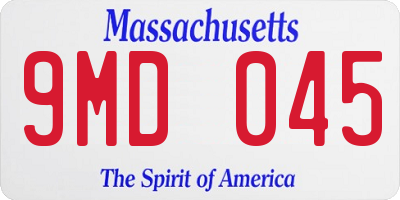 MA license plate 9MD045
