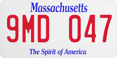 MA license plate 9MD047