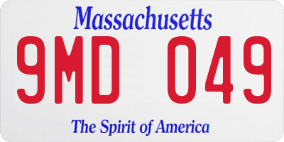 MA license plate 9MD049