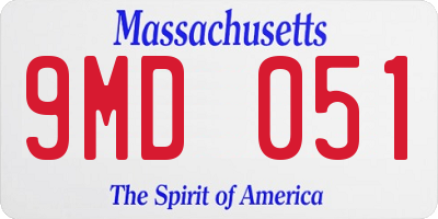 MA license plate 9MD051