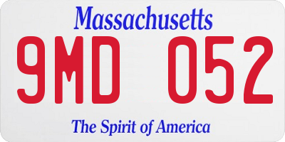 MA license plate 9MD052