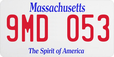 MA license plate 9MD053