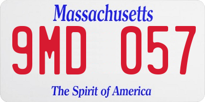 MA license plate 9MD057