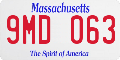 MA license plate 9MD063