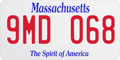 MA license plate 9MD068