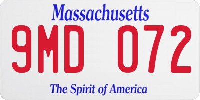 MA license plate 9MD072